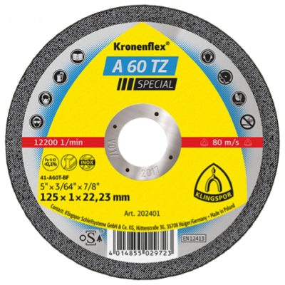 Klingspor A60 TZ Special Kronenflex Cutting-Off Wheels for Steel